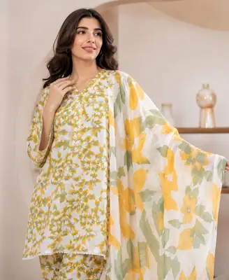 3 Piece Swiss Lawn Suit for Women - Digital Printed Lawn Dress with Crinkle Chiffon Dupatta