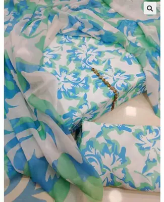 3 Piece Swiss Lawn Suit for Women - Digital Printed Lawn Dress with Crinkle Chiffon Dupatta thumbnail 2