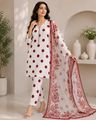 3 Piece Swiss Lawn Suit for Women - Digital Printed Lawn Dress with Crinkle Chiffon Dupatta