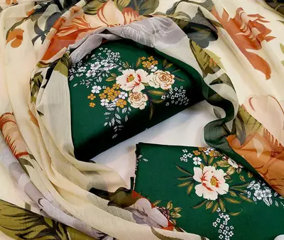 3 Piece Swiss Lawn Suit for Women - Digital Printed Lawn Dress with Crinkle Chiffon Dupatta thumbnail 2
