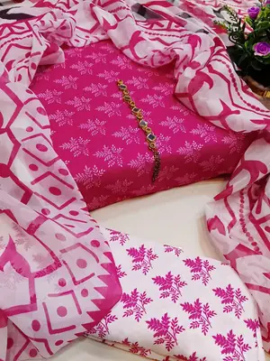 3 Piece Swiss Lawn Suit for Women - Digital Printed Lawn Dress with Crinkle Chiffon Dupatta thumbnail 2