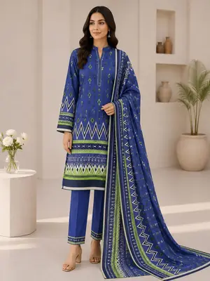 3 Pcs Women's Unstitched Printed Suit