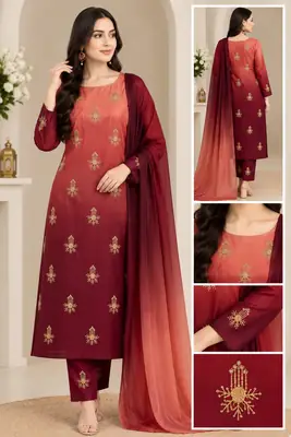 3 Pcs Women's Unstitched Embroidered Suit