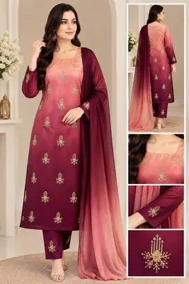 3 Pcs Women's Unstitched Embroidered Suit