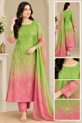 3 Pcs Women's Unstitched Embroidered Suit
