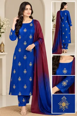 3 Pcs Women's Unstitched Embroidered Suit