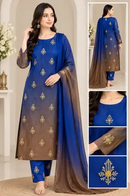 3 Pcs Women's Unstitched Embroidered Suit