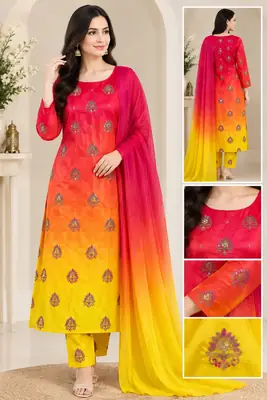 3 Pcs Women's Unstitched Embroidered Suit