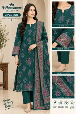Mausammry Original Linen 2026 3 Piece Dress | Printed Shirt, Printed Dupatta & Dyed Linen Trouser