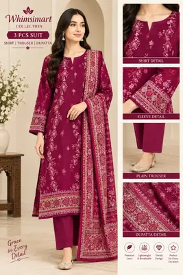 Mausammry Linen 2026 Original Collection | 3PC Printed Linen Suit with Dyed Linen Trouser | Guaranteed Stuff