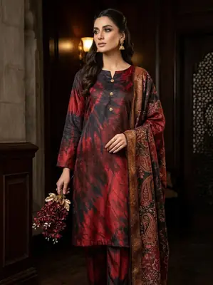 3 Pcs Women's Unstitched Digital Print Suit
