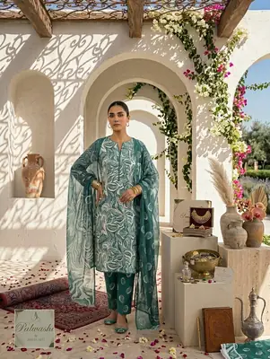 3 Pcs Women's Unstitched Palwasha Printed Suit