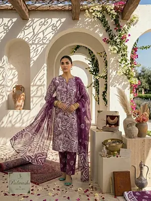 3 Pcs Women's Unstitched Palwasha Printed Suit