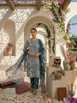 3 Pcs Women's Unstitched Palwasha Printed Suit