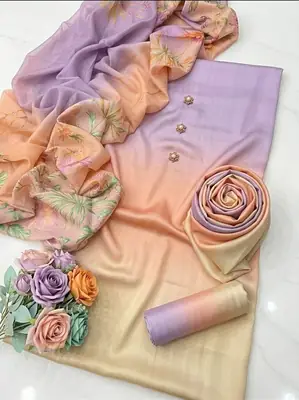 3 Pcs Women's Unstitched Digital Print Suit