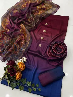 3 Pcs Women's Unstitched Digital Print Suit