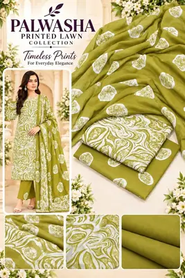 3 Pcs Women's Unstitched Digital Print Suit