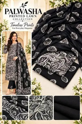 3 Pcs Women's Unstitched Digital Print Suit