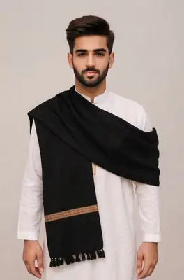 Men's Winter Wool Pashmina Shawl 2.5 Yards | Warm & Soft Traditional Winter Shawl for Men