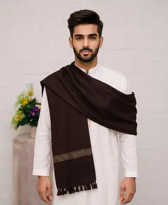 Men's Winter Wool Pashmina Shawl 2.5 Yards | Warm & Soft Traditional Winter Shawl for Men