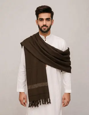 Men's Winter Wool Pashmina Shawl 2.5 Yards | Warm & Soft Traditional Winter Shawl for Men