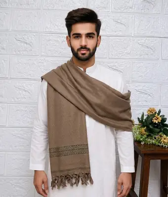 Men's Winter Wool Pashmina Shawl 2.5 Yards | Warm & Soft Traditional Winter Shawl for Men