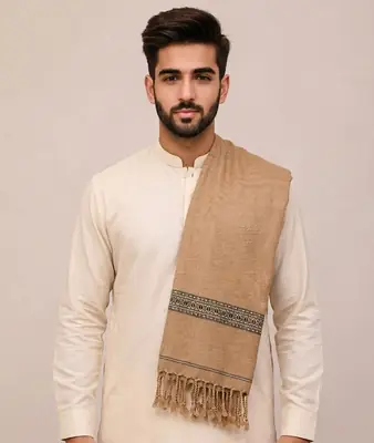 Men's Winter Wool Pashmina Shawl 2.5 Yards | Warm & Soft Traditional Winter Shawl for Men