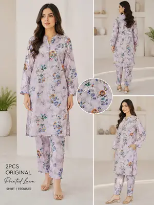 2 Pcs Women's Unstitched Printed Suit