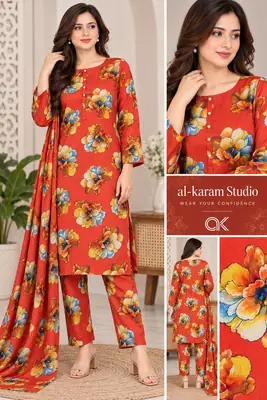 2 Pcs Women's Unstitched Printed Suit