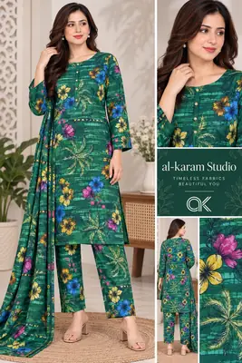 2 Pcs Women's Unstitched Printed Suit
