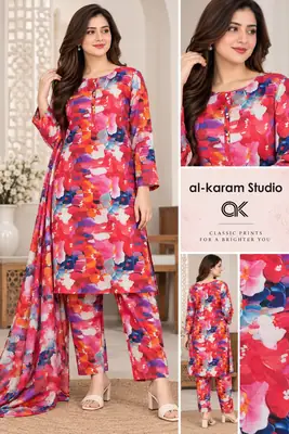 2 Pcs Women's Unstitched Printed Suit
