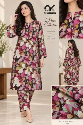 2 Pcs Women's Unstitched Printed Suit