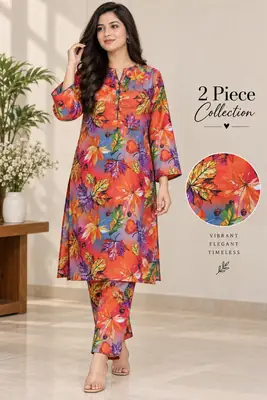 2 Pcs Women's Unstitched Printed Suit