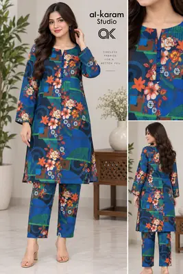 2 Pcs Women's Unstitched Printed Suit