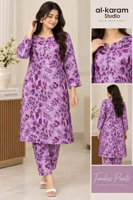 2 Pcs Women's Unstitched Printed Suit