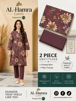 2 Pcs Women's Unstitched Digital Print Suit