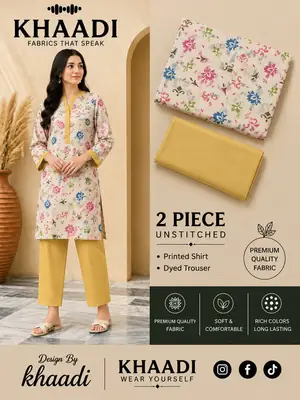 2 Pcs Women's Unstitched Digital Print Suit