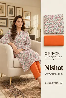 2 Pcs Women's Unstitched Digital Print Suit