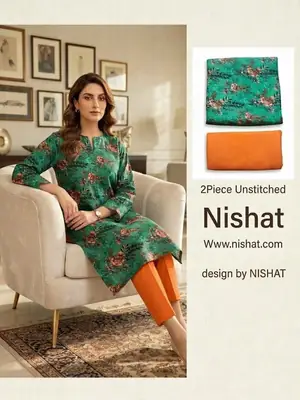 2 Pcs Women's Unstitched Digital Print Suit