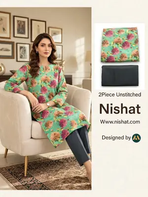 2 Pcs Women's Unstitched Digital Print Suit