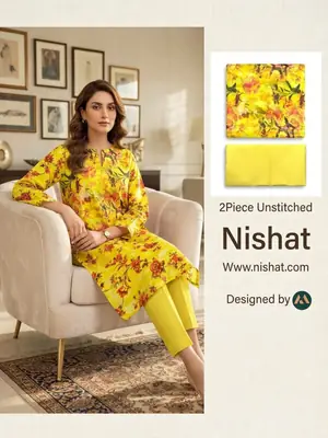 2 Pcs Women's Unstitched Digital Print Suit