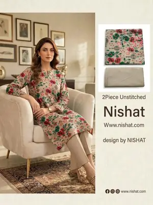 2 Pcs Women's Unstitched Digital Print Suit