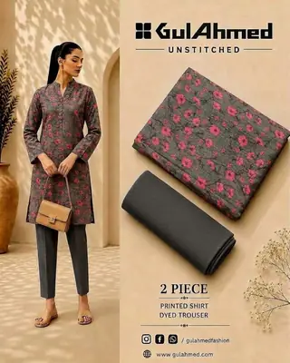 2 Pcs Women's Unstitched Digital Print Suit