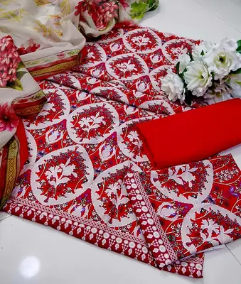 3 Pcs Women’s Unstitched Swiss Lawn Digital Print Suit thumbnail 2