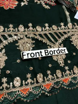Designer Chiffon Embroidered Suit 3 Piece | Hand Embellished Sequins Work Wedding & Party Wear with Satin Silk Trouser thumbnail 4