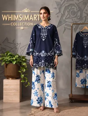 2 Pcs Women’s Stitched Cotton Chikankari Embroidered Suit