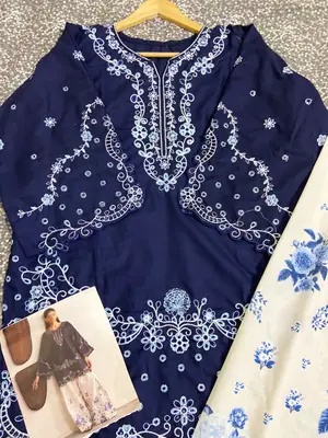 2 Pcs Women’s Stitched Cotton Chikankari Embroidered Suit thumbnail 4