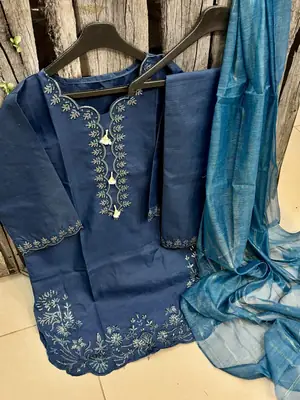 3 Pcs Women’s Stitched Cotton Embroidered Suit thumbnail 2