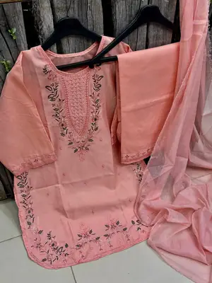 3 Pcs Women’s Stitched Cotton Embroidered Suit thumbnail 2