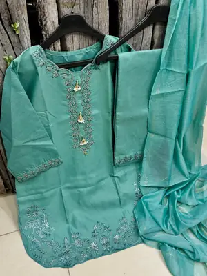 3 Pcs Women’s Stitched Cotton Embroidered Suit thumbnail 2